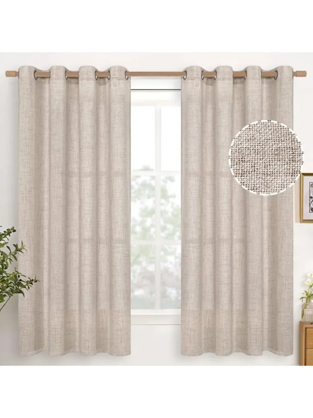 Linen Semi-Sheer Curtains 63